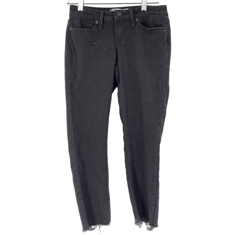 NOBO Black Mid Rise Raw Crop Jeans Size 5 Jr Skinny Ankle 3172 Stretch